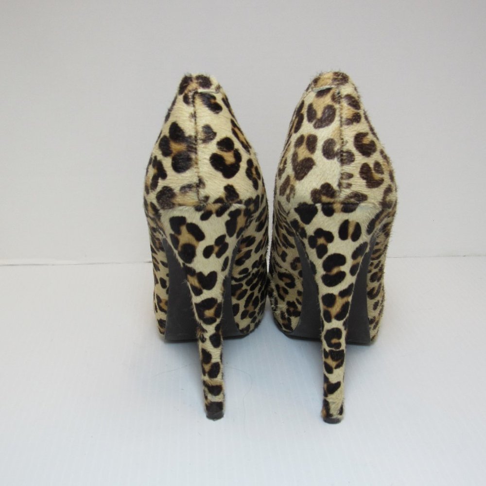Kelsi Dagger Calf Hair Leopard Print Platform Stiletto Heels - Picture 4 of 10